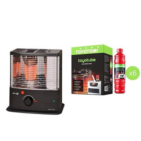 Zibro RS 30 -Stufa a Combustibile, 3000W, Nero, da 24m2-44m2 con Toyotube - Ricarica Rapida per stufe Toyotomi - Confezione da 6