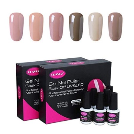 CLAVUZ - Set di 6 smalti gel per unghie, colori solidi, da 8 ml, lucidi