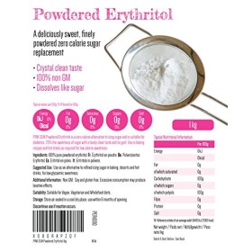 PINK SUN Eritritolo In Polvere 1kg Naturale Dolcificante Sostituto Dello Zucchero Alternativo Zero Calorie Senza Glutine Vegano 