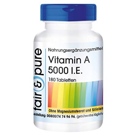 Vitamina A 5000 U.I. - Retinilacetato - Vegan - 180 Compresse