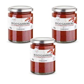 CAMPO D'ORO Set 3 Pezzi SUGO PESCE con Gambero Rosso di Mazara 300 GR. Specialità siciliane per ricette, sugo pronto, sugo di p