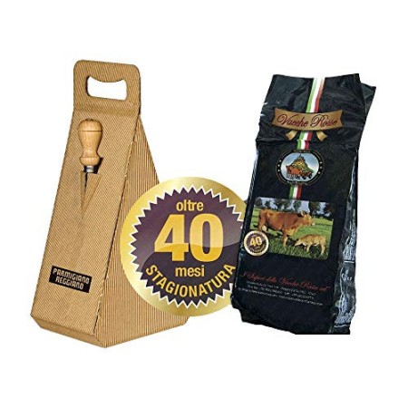 I Sapori delle Vacche Rosse - Parmigiano Reggiano Vacche Rosse 40 Mesi RISERVA 1 Kg + Accessorio Omaggio (Box Regalo)