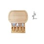 Tagliere per formaggi in legno di bambù ecologico con paletta, forchetta, coltello, cassetto, ideale come regalo