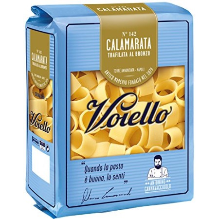 Voiello Pasta Calamarata N.142, Pasta Corta di Semola Grano Aureo 100% - 500 g