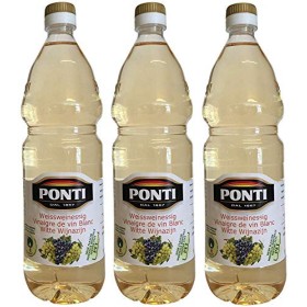 Aceto di vino bianco PONTI (3 x 1000ml) in bottiglia di PET - Aceto di Vino Classico Bianco