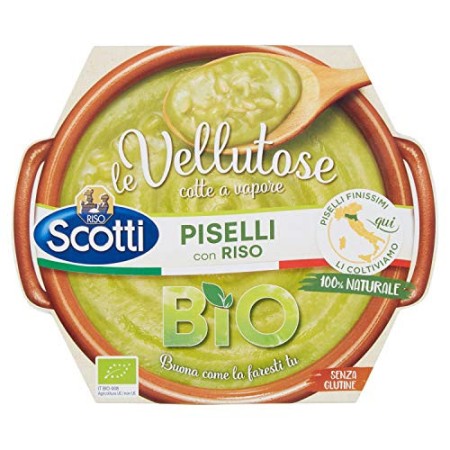 Riso Scotti - Vellutosa Piselli - Zuppa Vellutata di Piselli con Riso, Senza Glutine, Biologica - 270 gr