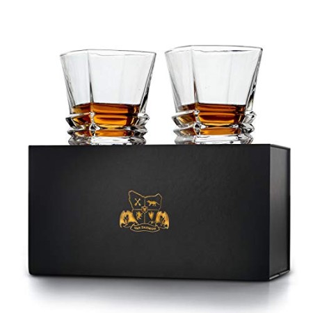 Hobart - Set di 2 bicchieri da whisky ultra trasparenti, 300 ml di Van Daemon per liquori, bourbon o scotch, in confezione regal