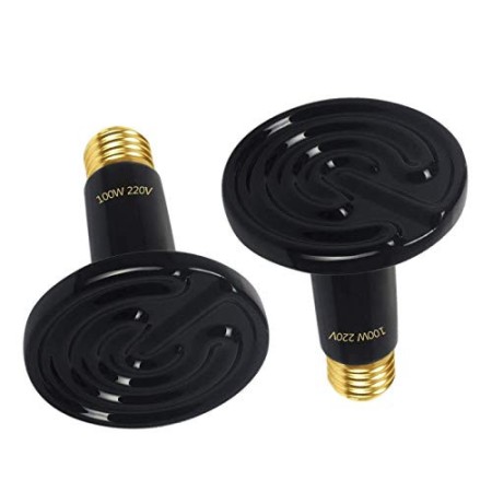 TAMAYKIM Lampada Riscaldante ad Infrarossi per Rettili e Anfibi 2 Pezzi 100 W