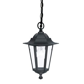 EGLO, Lampada a sospensione per esterni Laterna 4, attacco E27, Nero opaco, 22471 E, glühlampe, alluminio