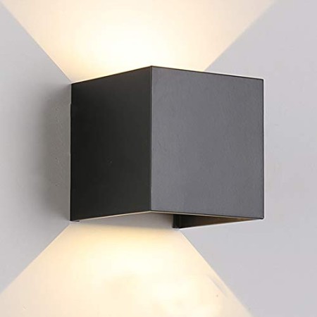 TVGO - Lampada da parete per interni/esterni, moderna, illuminazione LED da parete con angolo di irradiazione regolabile, IP 65,