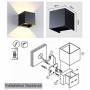 TVGO - Lampada da parete per interni/esterni, moderna, illuminazione LED da parete con angolo di irradiazione regolabile, IP 65,