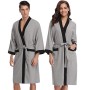 Aibrou Unisex Vestaglia Lunga Invernale Accappatoio Spugna a Nido d'Ape in Cialda di Cotone Pigiama da Notte con Cintura per Spa
