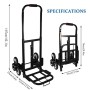 Carrello Pieghevole Per Scale,Carrello per Gradini,Portapachi Pieghevole Per Scale Con 6 Ruote Carrello Trasformabilble,Nero,107