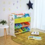 SONGMICS Scaffale Porta Giocattoli per Bambini Libreria Mensola con 6 Scatole (Bianco) GKR03W