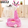 BAKAJI Divano Poltroncina Divanetto Bambini Maxi Peluche Forma Giraffa Sedia con Seduta Imbottita Arredo Stanzetta Cameretta Bim