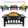 Femor Braciere da Esterno in Acciaio Inox, Braciere da Giardino 81CM,Tavolo Quadrato da 12,5KG Stabile per Decorazioni per Il Gi