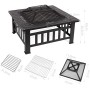 Femor Braciere da Esterno in Acciaio Inox, Braciere da Giardino 81CM,Tavolo Quadrato da 12,5KG Stabile per Decorazioni per Il Gi