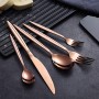 Berglander Set di posate in titanio in oro rosa 30 pezzi, set di posate in oro rosa in acciaio inossidabile, servizio di posate 