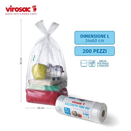 Sacchetti a forma di shopper per frigo e freezer, adatti al contatto alimentare