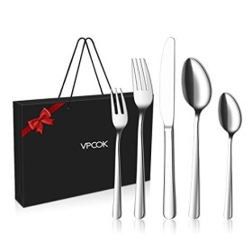 VPCOK Set Posate 30 PCS Set Posate 12 Persone Posate Acciaio Inox Posate Cucina Posate Bambini Posate da Campeggio Set di Posate