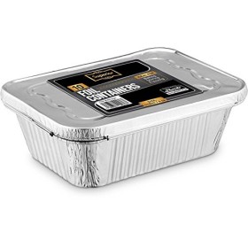 Contenitori monouso in foglio di alluminio con coperchi da 2400 ml, per teglie, conservazione cibo e altro, confezione da 5, Al