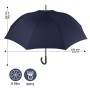 Ombrello Blu Scuro Golf Classico Uomo - Ombrello Lungo Automatico Tinta Unita - Grande Antivento e Resistente in Fibra di Vetro 