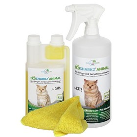 Ecosharkz Spray Probiotico Anti Urina Gatto (Neutralizzatore Elimina Odori di Pipi Animali) Antiodore per Lettiera, Superfici, T