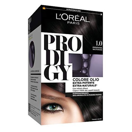 L'Oréal Paris Tinta Capelli Prodigy, Copertura Totale dei Capelli Bianchi, 1.0 Ossiadiana Nero Profondo, Confezione da 1