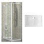 Ogomondo Cabina Doccia Slide 3 Lati Cristallo Temprato Trasparente 100x80x80 + Piatto Doccia Porcellana h6,5cm