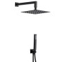 Kit Doccia Quadro NERO Soffione Braccio Presa Acqua Doccetta Laccio Pvc Bagno