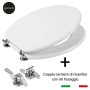Ogomondo Sedile Wc MDF Bianco Universale Sedix Plus con 2 coppie di cerniere cromo in dotazione come ricambio