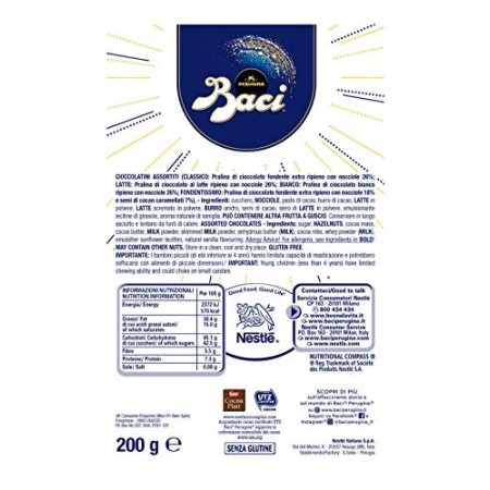 BACI PERUGINA Cioccolatini Fondenti ripieni al Gianduia Scatola 200g