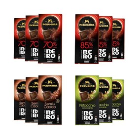 Perugina Nero Kit Degustazione di Tavolette di Cioccolato Fondente 70%, Fondente 85%, Fondente con Inclusioni di Pistacchio e Fo