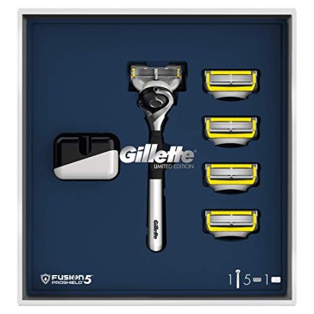 Gillette Fusion5 Proshield Rasoio da Uomo, 1 Manico 5 Lamette di Ricarica, Edizione Limitata, Idee Regalo Uomo Natale 2020