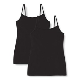 Marchio Amazon - Iris & Lilly Canotta Body Natural Donna, Pacco da 2, 2 x Nero, M, Label: M