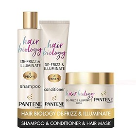 Pantene Pro-V Hair Biology De-Frizz & Illuminate Shampoo, balsamo e maschera per capelli anti-crespo set con acido ialuronico pe