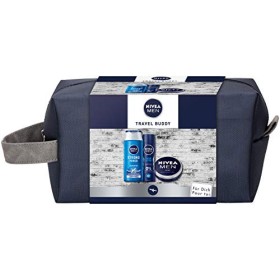 NIVEA MEN Travel Buddy - Set regalo per uomini con deodorante spray, shampoo per la cura del viso, mani e corpo e beauty case