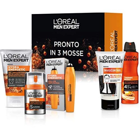 L'Oréal Paris Men Expert Cofanetto Hydra Energetic, Set Completo di Prodotti per la Cura dell'uomo in 3 Step, Prodotti per la C