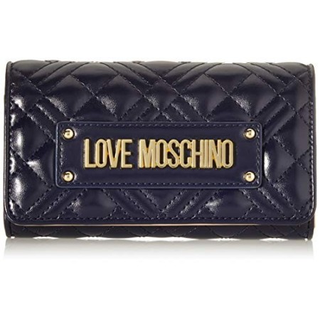 Love Moschino PORTAF.Quilted Nappa PU, Portafogli Donna, Navy, Normale
