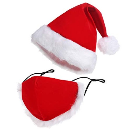 Toyssa Cappello Babbo Natale Rosso Cappello Natale con Pompon Cappelli di Natale in Peluche per Festa di Natale Decorazione Acce