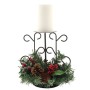 WeRChristmas - Portacandela centrotavola Decorativo con pigne e Bacche, 22 cm, Un Supporto per Candela Centrale, Motivo Natalizi