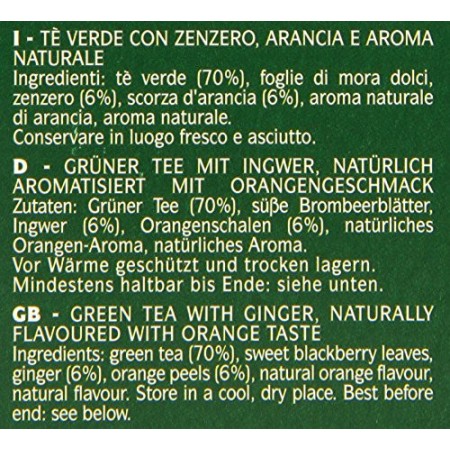 Sir Winston Tea - Tè Verde, Zenzero e Arancia - 20 filtri - [confezione da 3]