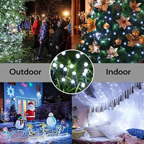 Qedertek Luci Albero di Natale, Catena Luminosa 20M 200 LED, Luci di Natale Esterno ed Interno, Cavo verde scuro, Luci Bianco Ad