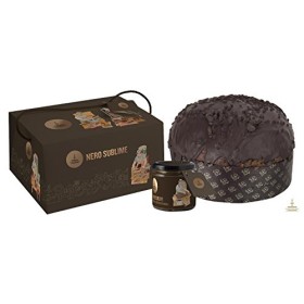Fiasconaro Panettone Nero Sublime con Gocce Cioccolato e Fragoline - 1000 g