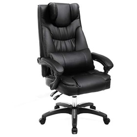 SONGMICS Sedia Progettata Poltrona con Poggiatesta Pieghevole Sedia da Gaming Ergonomica Girevole Nera Extra Larga OBG76B