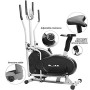 ISE Cross Trainer Ellittica Trainer 2 in 1, cyclette con sedile, allenamento cardio con sensori di impulso, max. 120 kg, SY-9002