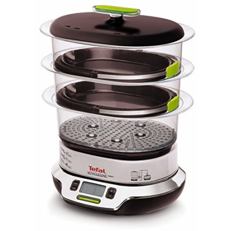 Tefal VS4003 Vitacuisine Compact Vaporiera con Funzione Vitamine Plus, Display Digitale, Ricettario Incluso