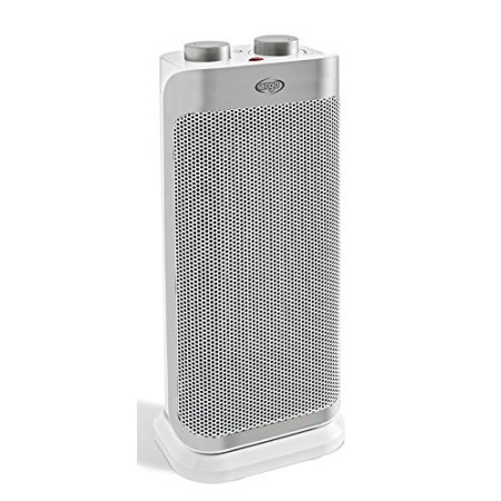 Argo Boogie Plus Termoventilatore Ceramico a Torre, 2 Modalità di Riscaldamento Eco e Comfort, 1000 - 2000 W, Bianco/Argento