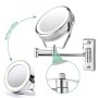 BATHWA Specchio da Parete per Bagno, Specchio per Trucco LED Specchio Cosmetico Pieghevole, Removibile Retrattile Bifacciale Spe