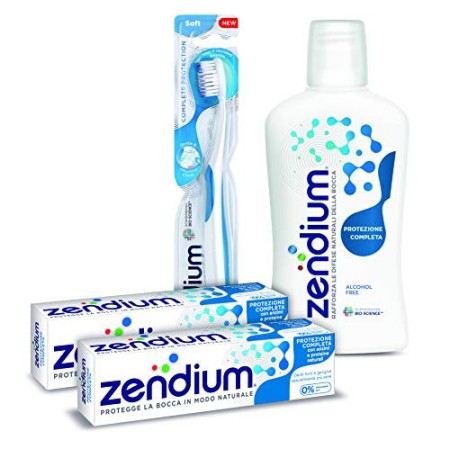 Zendium Kit per l'Igiene Dentale Antibatterico Naturale, Rafforza le Difese Naturali della Bocca con 2 Dentifrici da 75 ml, 1 Co
